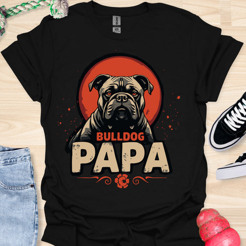 Bulldog Papa - V7 - Gothic Graphic Dark T-Shirt